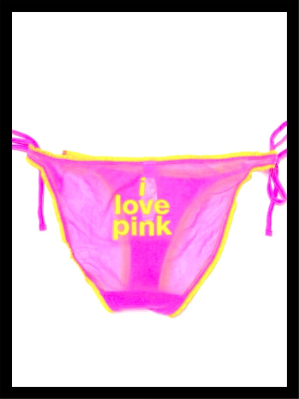 💕ⓅⒾⓃⓀ ⓋⓈ VINTAGE/RARE/HTF “i love pink” Sheer Bikini  Panties ✨NWT💕